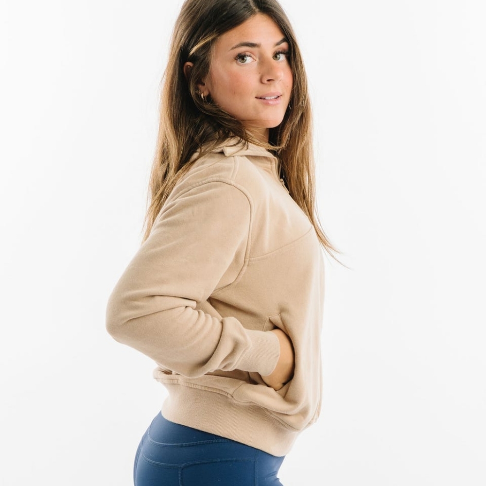 Retired ZYIA tan zip pullover NEW - Picture 2 of 4